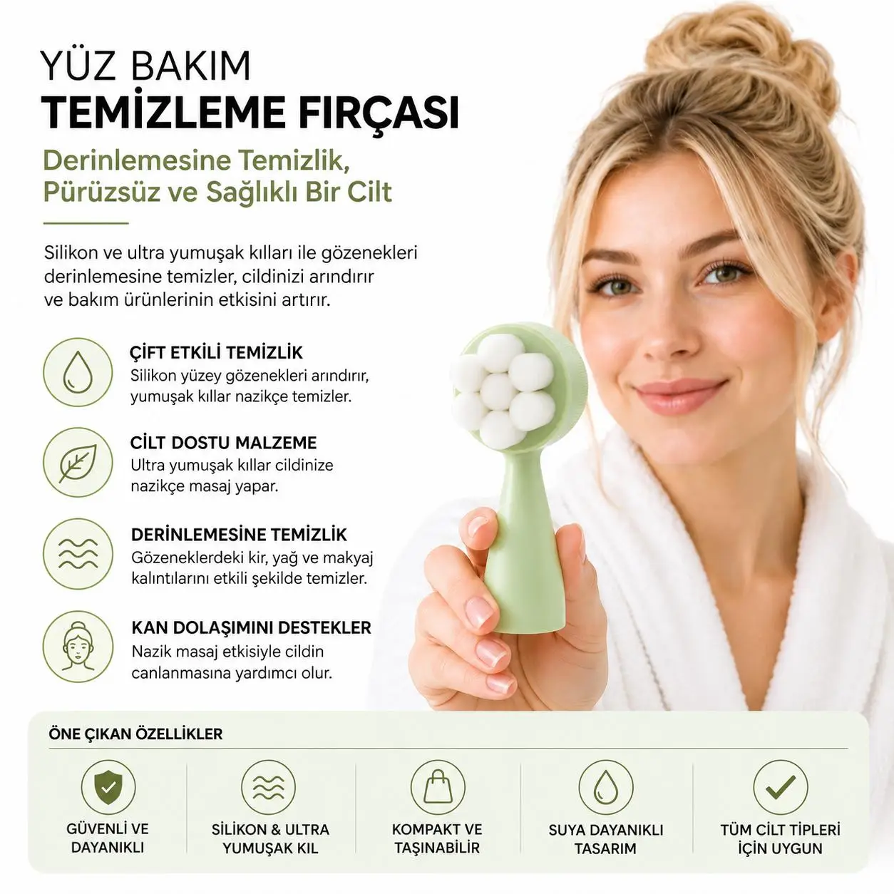 MUITOMAS YÜZ TEMİZLEME FIRÇASI YEŞİL